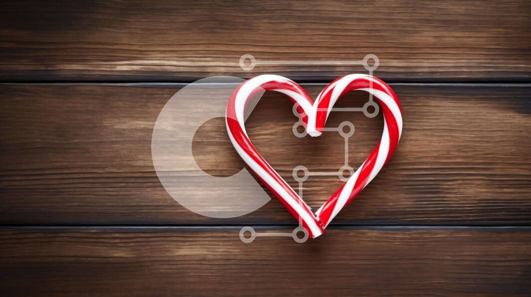 Intra Συλλεκτικό Ξύλινο Παζλ Plywood  4mm - Μπαστούνι καραμέλας σε σχήμα καρδιάς σε παλιό ξύλινο φόντο Σε Ξύλινο Κουτί - Διαστάσεις: 10x10 cm – 25 κομμάτια