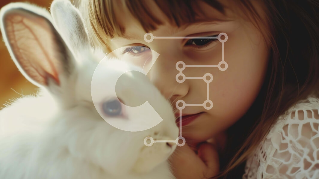 Intra Συλλεκτικό Ξύλινο Παζλ Plywood  4mm - Αξιολάτρευτη στιγμή με νεαρό κορίτσι και λευκό κουνέλι Σε Ξύλινο Κουτί - Διαστάσεις: 10x10 cm – 25 κομμάτια