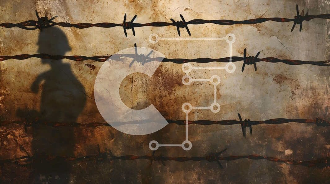 Intra Συλλεκτικό Ξύλινο Παζλ Plywood  4mm - Σιλουέτα ενός ατόμου πίσω από έναν φράχτη από συρματοπλέγματα Σε Ξύλινο Κουτί - Διαστάσεις Puzzle: 10x10 cm – 25 κομμάτια