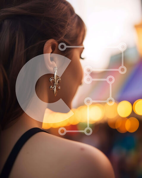 Intra Συλλεκτικό Ξύλινο Παζλ Plywood  4mm - Γυναίκα που απολαμβάνει ένα λούνα παρκ τη νύχτα Σε Ξύλινο Κουτί - Διαστάσεις Puzzle: 10x10 cm – 25 κομμάτια