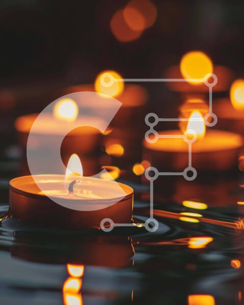 Intra Συλλεκτικό Ξύλινο Παζλ Plywood  4mm - Αναμμένα κεριά που επιπλέουν στο νερό - Εορταστική γιορτή Σε Ξύλινο Κουτί - Διαστάσεις: 10x10 cm – 25 κομμάτια