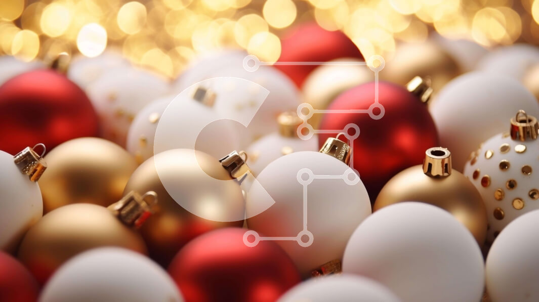 Intra Συλλεκτικό Ξύλινο Παζλ Plywood  4mm - Χριστουγεννιάτικες μπάλες σε λευκό, χρυσό και κόκκινο Σε Ξύλινο Κουτί - Διαστάσεις: 10x10 cm – 25 κομμάτια