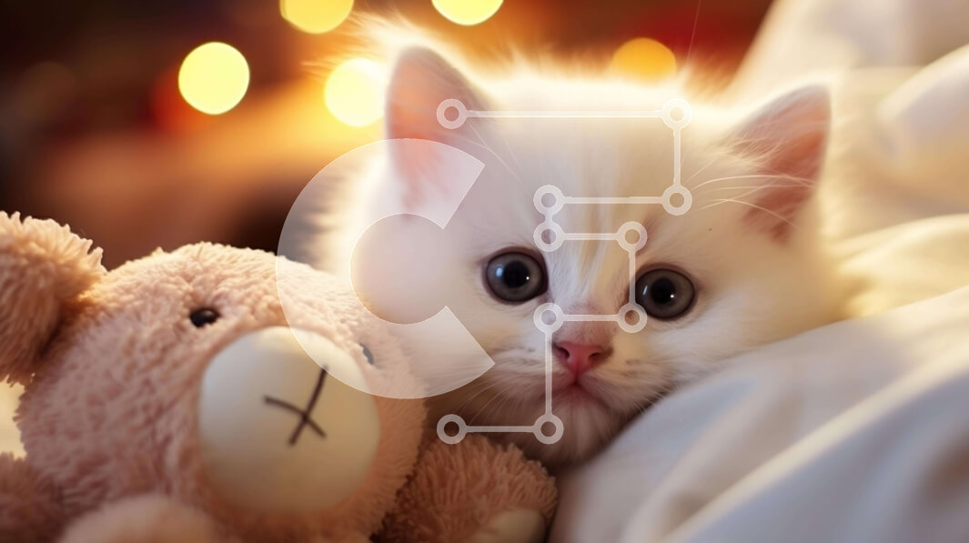 Intra Συλλεκτικό Ξύλινο Παζλ Plywood  4mm - Λευκό γατάκι με πορτοκαλί αρκουδάκι Σε Ξύλινο Κουτί - Διαστάσεις: 10x10 cm – 25 κομμάτια