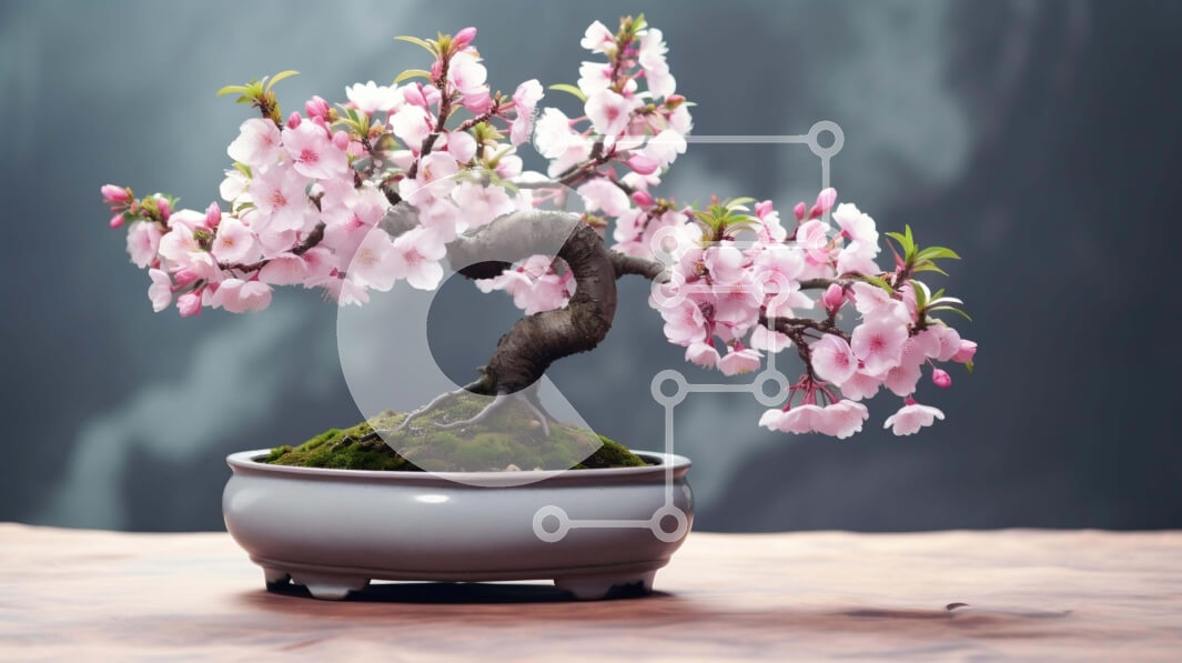 Intra Συλλεκτικό Ξύλινο Παζλ Plywood  4mm - Δέντρο μπονσάι με ροζ άνθη σε ξύλινο τραπέζι Σε Ξύλινο Κουτί - Διαστάσεις: 10x10 cm – 25 κομμάτια