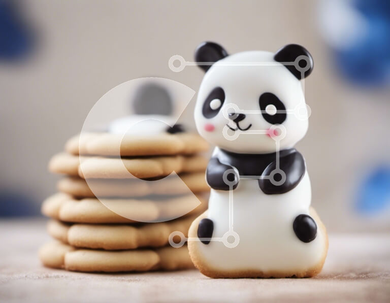 Σετ των 2 Intra Συλλεκτικό Ξύλινο Παζλ Plywood  4mm - Ειδώλιο αρκούδας Panda σε στοίβες από μπισκότα Σε Ξύλινο Κουτί - Διαστάσεις: 10x10 cm – 25 κομμάτια