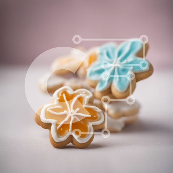 Σετ των 2 Intra Συλλεκτικό Ξύλινο Παζλ Plywood  4mm - Πολύχρωμα μπισκότα διακοσμημένα με λουλούδια για γιορτές Σε Ξύλινο Κουτί - Διαστάσεις: 10x10 cm – 25 κομμάτια