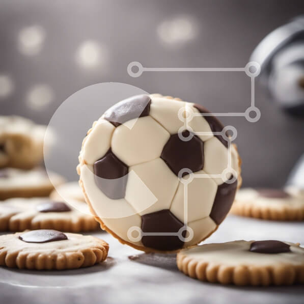 Σετ των 2 Intra Συλλεκτικό Ξύλινο Παζλ Plywood  4mm - Μπισκότα μπάλας ποδοσφαίρου και άλλα διάφορα μπισκότα Σε Ξύλινο Κουτί - Διαστάσεις: 10x10 cm – 25 κομμάτια