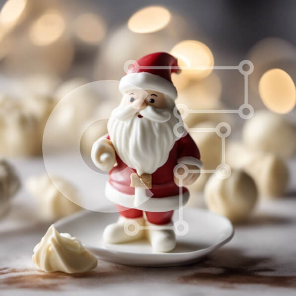 Σετ των 2 Intra Συλλεκτικό Ξύλινο Παζλ Plywood  4mm - Ειδώλιο Άγιου Βασίλη με λευκά μακαρόν Σε Ξύλινο Κουτί - Διαστάσεις: 10x10 cm – 25 κομμάτια