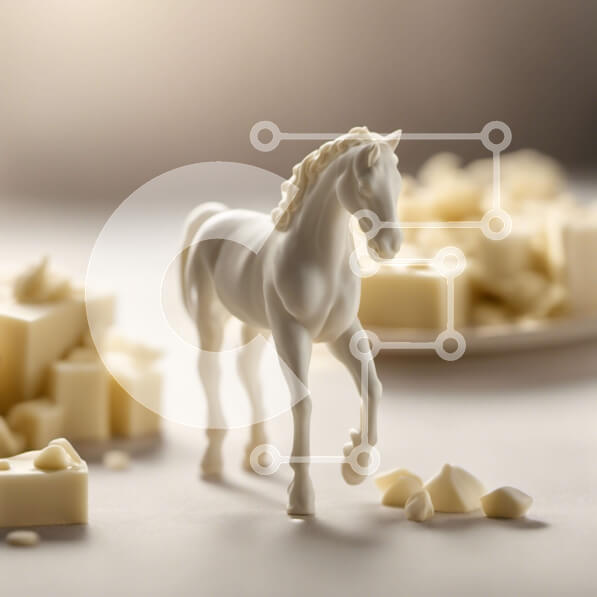 Intra Συλλεκτικό Ξύλινο Παζλ Plywood  4mm - Άλογο παιχνίδι με λευκό τυρί στο τραπέζι Σε Ξύλινο Κουτί - Διαστάσεις Puzzle: 10x10 cm – 25 κομμάτια