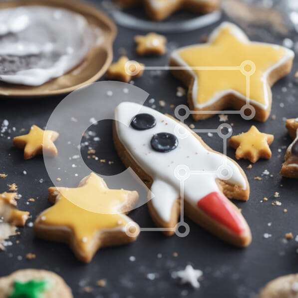 Σετ των 2 Intra Συλλεκτικό Ξύλινο Παζλ Plywood  4mm - Cookies με θέμα το διάστημα με ρουκέτες, αστέρια και φεγγάρια Σε Ξύλινο Κουτί - Διαστάσεις: 10x10 cm – 25 κομμάτια