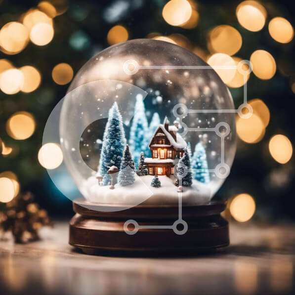 Intra Συλλεκτικό Ξύλινο Παζλ Plywood  4mm - Snow Globe με το διακοσμητικό σπίτι και τα δέντρα Σε Ξύλινο Κουτί - Διαστάσεις: 10x10 cm – 25 κομμάτια
