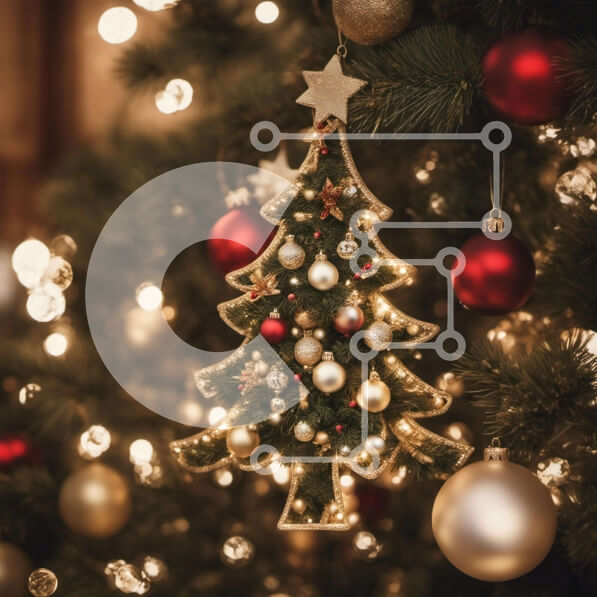 Intra Συλλεκτικό Ξύλινο Παζλ Plywood  4mm - Στολισμένο χριστουγεννιάτικο δέντρο με στολίδια και μπάλες Σε Ξύλινο Κουτί - Διαστάσεις: 10x10 cm – 25 κομμάτια