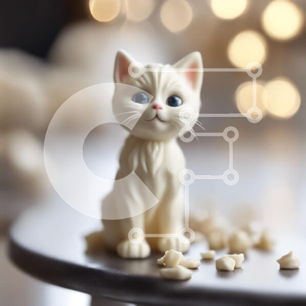 Intra Συλλεκτικό Ξύλινο Παζλ Plywood  4mm - Διακοσμητικό ειδώλιο λευκής γάτας σε διακοσμητικό τραπέζι Σε Ξύλινο Κουτί - Διαστάσεις Puzzle: 10x10 cm – 25 κομμάτια