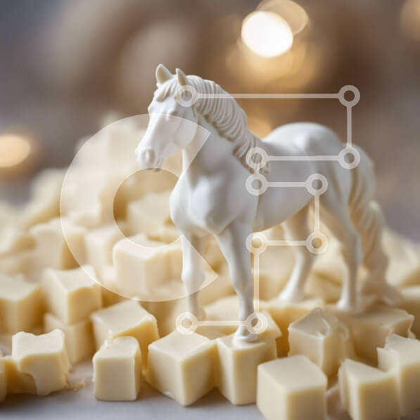 Intra Συλλεκτικό Ξύλινο Παζλ Plywood  4mm - Ειδώλιο λευκού αλόγου σε λευκούς κύβους Σε Ξύλινο Κουτί - Διαστάσεις Puzzle: 10x10 cm – 25 κομμάτια