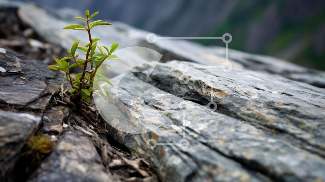 Intra Συλλεκτικό Ξύλινο Παζλ Plywood  4mm - Μικρό πράσινο φυτό που αναπτύσσεται από βράχους Σε Ξύλινο Κουτί - Διαστάσεις: 10x10 cm – 25 κομμάτια