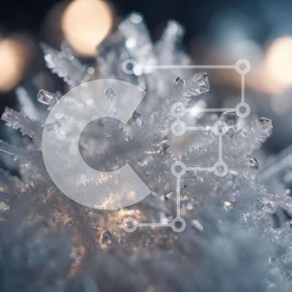 Intra Συλλεκτικό Ξύλινο Παζλ Plywood  4mm - Κοντινό πλάνο της παγωμένης νιφάδας χιονιού με τα γύρω φώτα Σε Ξύλινο Κουτί - Διαστάσεις: 10x10 cm – 25 κομμάτια