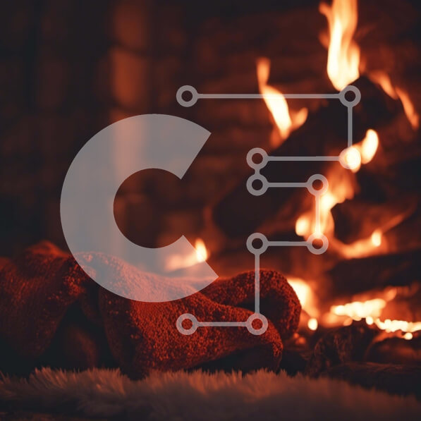 Intra Συλλεκτικό Ξύλινο Παζλ Plywood  4mm - Κόκκινη πετσέτα μπροστά στο τζάκι Σε Ξύλινο Κουτί - Διαστάσεις Puzzle: 10x10 cm – 25 κομμάτια