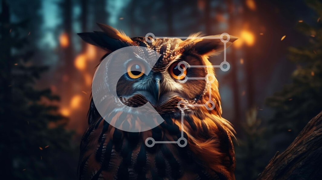 Intra Συλλεκτικό Ξύλινο Παζλ Plywood  4mm - Κουκουβάγια σε ένα κλαδί στο δάσος με τις πυγολαμπίδες Σε Ξύλινο Κουτί - Διαστάσεις: 10x10 cm – 25 κομμάτια