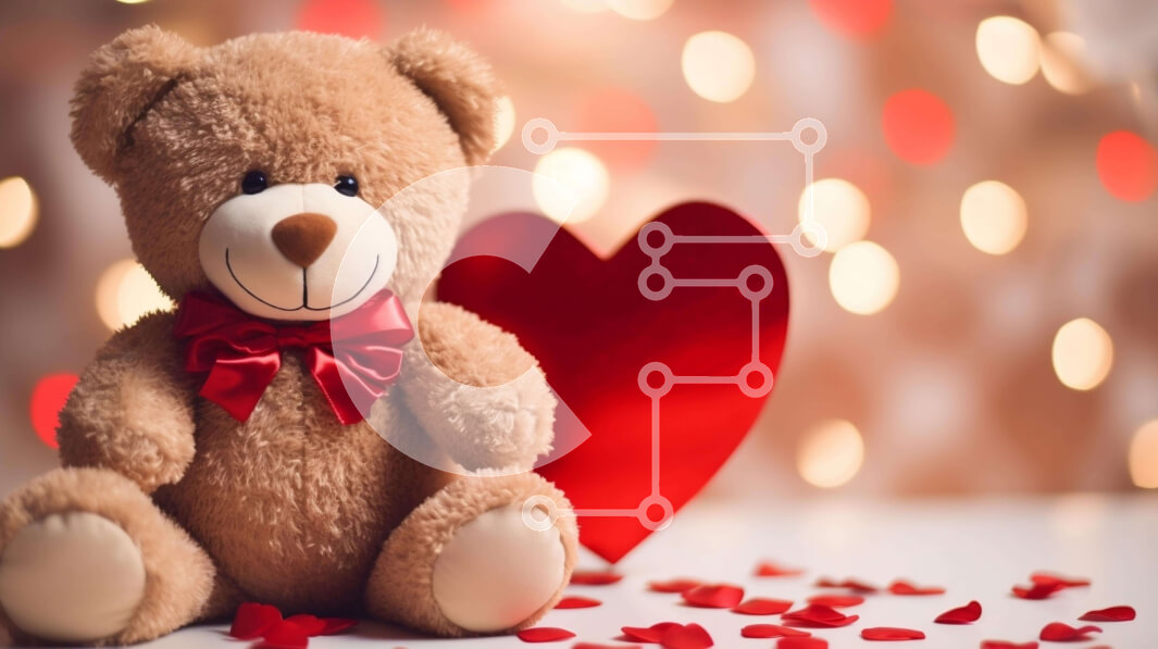 Intra Συλλεκτικό Ξύλινο Παζλ Plywood  4mm - Αρκουδάκι για την ημέρα του Αγίου Βαλεντίνου με καρδιές και κομφετί Σε Ξύλινο Κουτί - Διαστάσεις: 10x10 cm – 25 κομμάτια