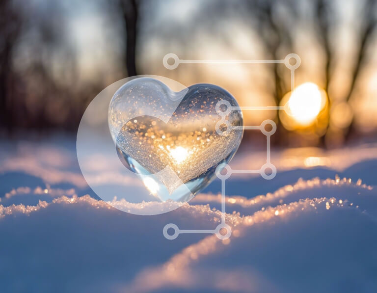 Intra Συλλεκτικό Ξύλινο Παζλ Plywood  4mm - Γυάλινο αντικείμενο σε σχήμα καρδιάς στο χιόνι Σε Ξύλινο Κουτί - Διαστάσεις: 10x10 cm – 25 κομμάτια