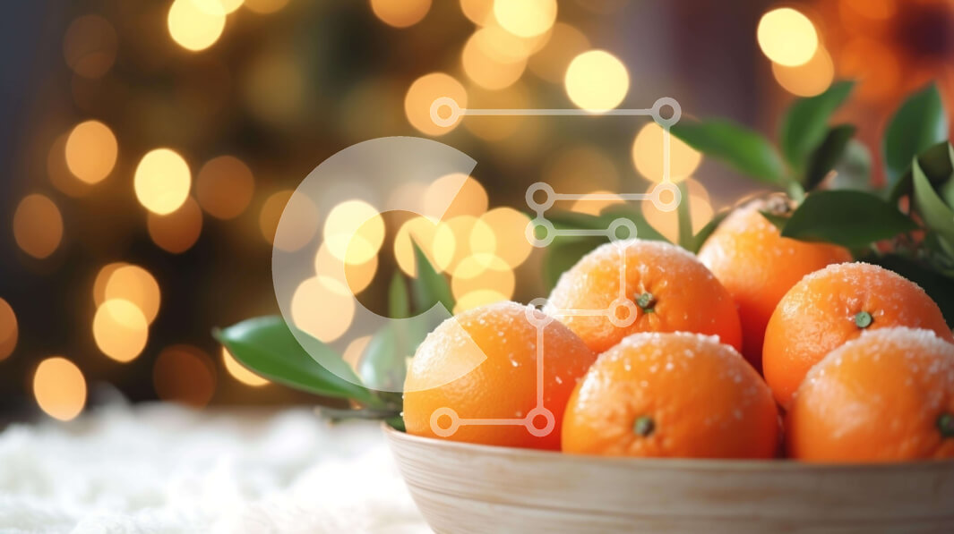 Σετ των 2 Intra Συλλεκτικό Ξύλινο Παζλ Plywood  4mm - Χριστουγεννιάτικα πορτοκάλια με ζάχαρη σε ξύλινο μπολ Σε Ξύλινο Κουτί - Διαστάσεις: 10x10 cm – 25 κομμάτια