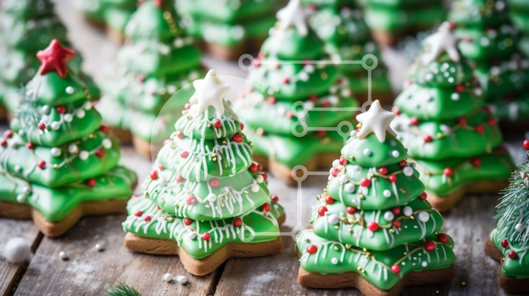 Σετ των 2 Intra Συλλεκτικό Ξύλινο Παζλ Plywood  4mm - Μπισκότα Χριστουγεννιάτικου Δέντρου σε ξύλινο τραπέζι Σε Ξύλινο Κουτί - Διαστάσεις: 10x10 cm – 25 κομμάτια