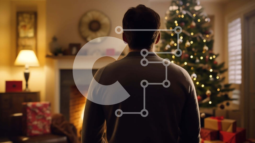 Intra Συλλεκτικό Ξύλινο Παζλ Plywood  4mm - Άνδρας που γιορτάζει τα Χριστούγεννα με την οικογένεια στο σαλόνι Σε Ξύλινο Κουτί - Διαστάσεις: 10x10 cm – 25 κομμάτια