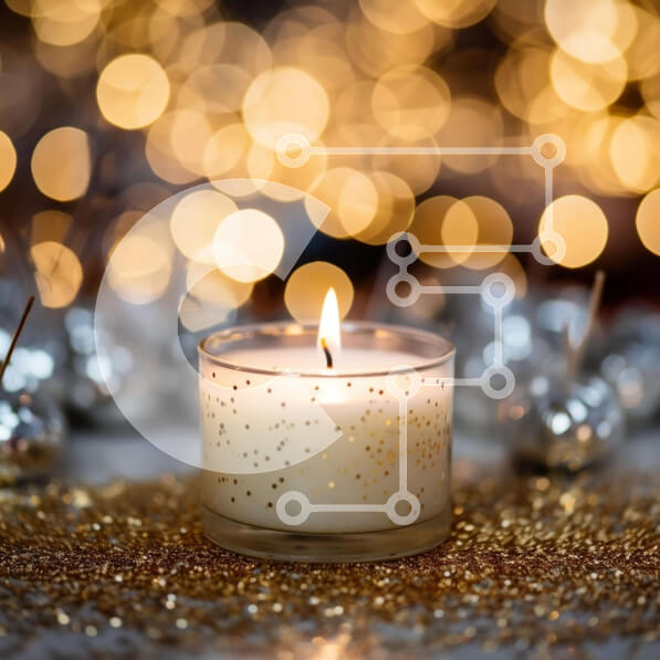 Intra Συλλεκτικό Ξύλινο Παζλ Plywood  4mm - Γιορτινό κερί με χρυσά, ασημένια και λευκά στολίδια Σε Ξύλινο Κουτί - Διαστάσεις: 10x10 cm – 25 κομμάτια