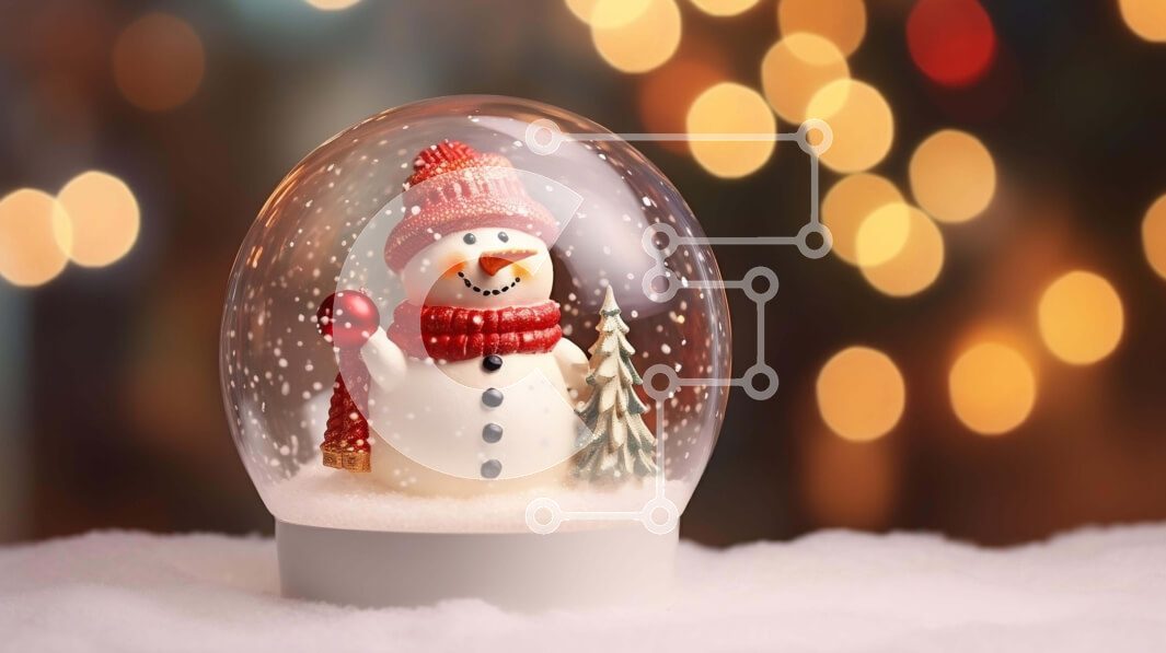 Intra Συλλεκτικό Ξύλινο Παζλ Plywood  4mm - Χιονάνθρωπος σε γυάλινη μπάλα με φώτα και νιφάδες χιονιού Σε Ξύλινο Κουτί - Διαστάσεις: 10x10 cm – 25 κομμάτια