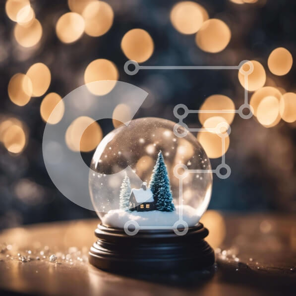 Intra Συλλεκτικό Ξύλινο Παζλ Plywood  4mm - Snow Globe με διακοσμημένο σπίτι και δέντρα Σε Ξύλινο Κουτί - Διαστάσεις: 10x10 cm – 25 κομμάτια