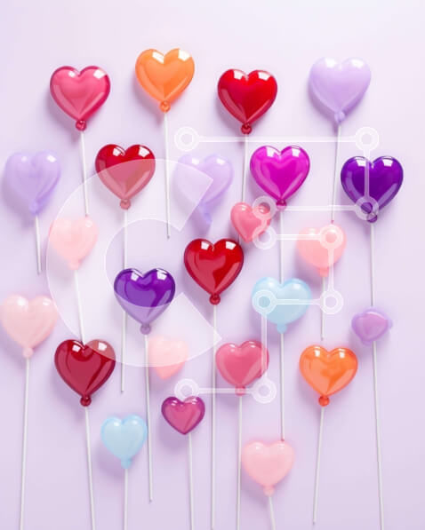 Σετ των 2 Intra Συλλεκτικό Ξύλινο Παζλ Plywood  4mm - Πολύχρωμα γλειφιτζούρια σε σχήμα καρδιάς σε ξυλάκια Σε Ξύλινο Κουτί - Διαστάσεις: 10x10 cm – 25 κομμάτια