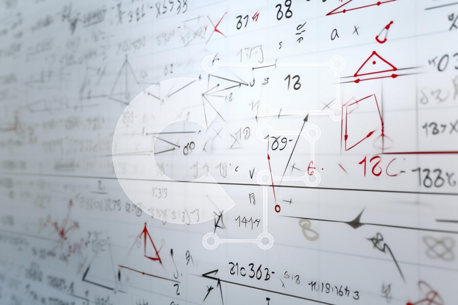 Intra Συλλεκτικό Ξύλινο Παζλ Plywood  4mm - Μαθηματικές εξισώσεις και σύμβολα σε λευκό πίνακα Σε Ξύλινο Κουτί - Διαστάσεις Puzzle: 10x10 cm – 25 κομμάτια