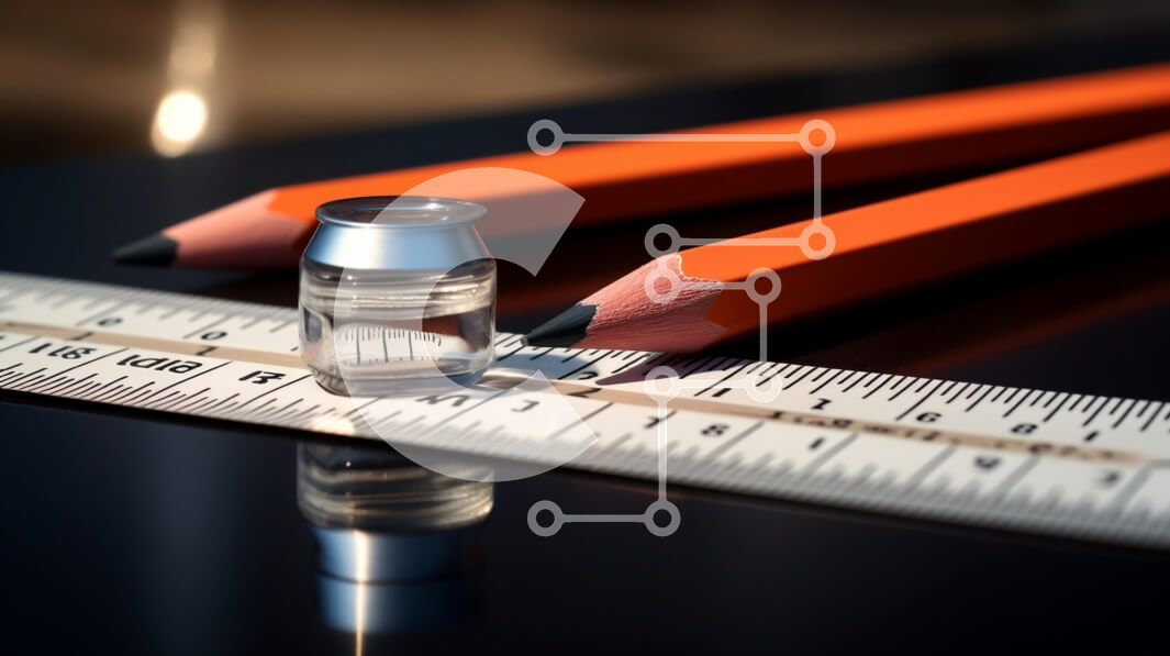 Intra Συλλεκτικό Ξύλινο Παζλ Plywood  4mm - Πορτοκαλί μολύβια και χάρακες με γυάλινο μπουκάλι Σε Ξύλινο Κουτί - Διαστάσεις Puzzle: 10x10 cm – 25 κομμάτια