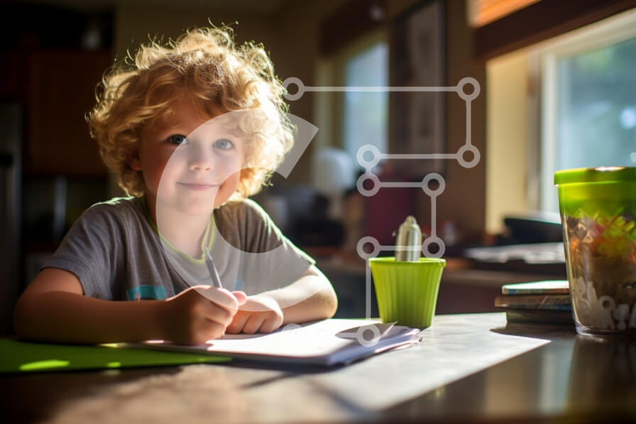 Intra Συλλεκτικό Ξύλινο Παζλ Plywood  4mm - Νεαρό αγόρι που γράφει στο τραπέζι Σε Ξύλινο Κουτί - Διαστάσεις Puzzle: 10x10 cm – 25 κομμάτια