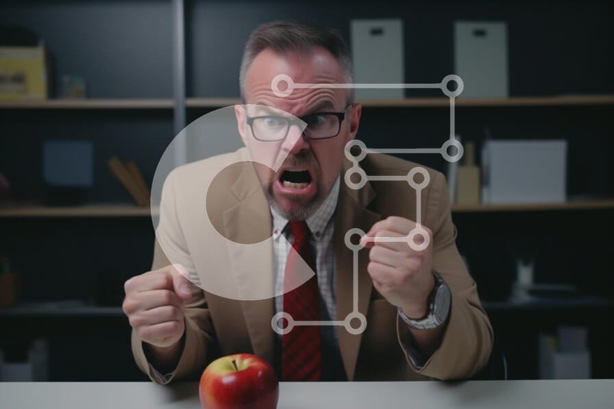 Intra Συλλεκτικό Ξύλινο Παζλ Plywood  4mm - Απογοητευμένος άντρας με γυαλιά και Apple Σε Ξύλινο Κουτί - Διαστάσεις Puzzle: 10x10 cm – 25 κομμάτια