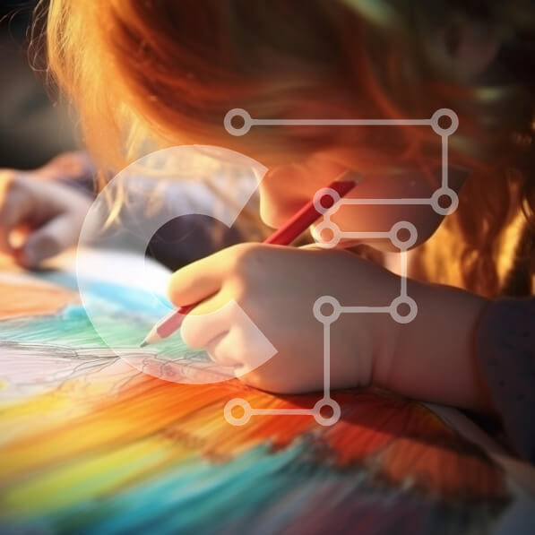 Intra Συλλεκτικό Ξύλινο Παζλ Plywood  4mm - Νεαρό κορίτσι που δημιουργεί αφηρημένη τέχνη Σε Ξύλινο Κουτί - Διαστάσεις Puzzle: 10x10 cm – 25 κομμάτια