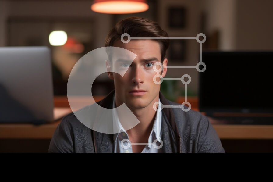 Intra Συλλεκτικό Ξύλινο Παζλ Plywood  4mm - Άνδρας που εργάζεται σε περιβάλλον γραφείου Σε Ξύλινο Κουτί - Διαστάσεις Puzzle: 10x10 cm – 25 κομμάτια