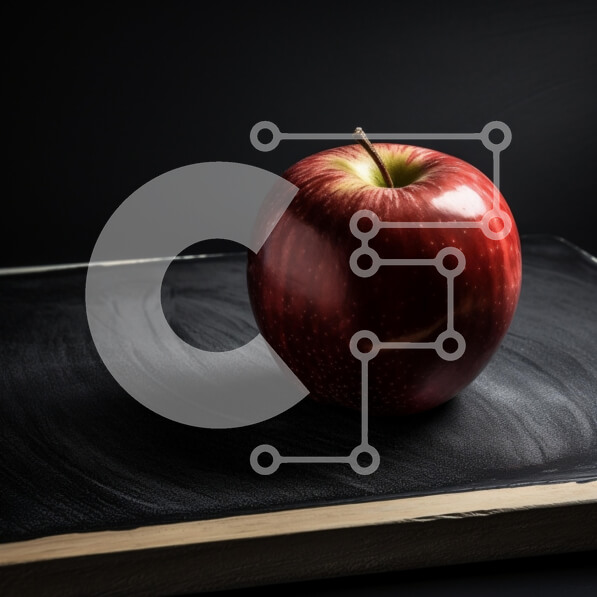 Σετ των 2 Intra Συλλεκτικό Ξύλινο Παζλ Plywood  4mm - Κόκκινο μήλο στον πίνακα κιμωλίας Σε Ξύλινο Κουτί - Διαστάσεις: 10x10 cm – 25 κομμάτια