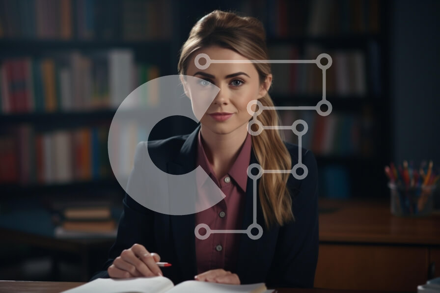 Intra Συλλεκτικό Ξύλινο Παζλ Plywood  4mm - Νεαρή γυναίκα που μελετά και γράφει στο γραφείο Σε Ξύλινο Κουτί - Διαστάσεις Puzzle: 10x10 cm – 25 κομμάτια