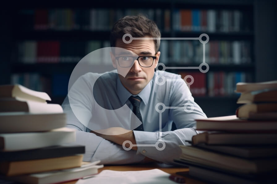 Intra Συλλεκτικό Ξύλινο Παζλ Plywood  4mm - Επικεντρωμένος άνθρωπος που μελετά με βιβλία Σε Ξύλινο Κουτί - Διαστάσεις Puzzle: 10x10 cm – 25 κομμάτια