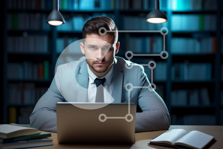 Intra Συλλεκτικό Ξύλινο Παζλ Plywood  4mm - Άνδρας που σπουδάζει ή εργάζεται στο σπίτι Σε Ξύλινο Κουτί - Διαστάσεις Puzzle: 10x10 cm – 25 κομμάτια