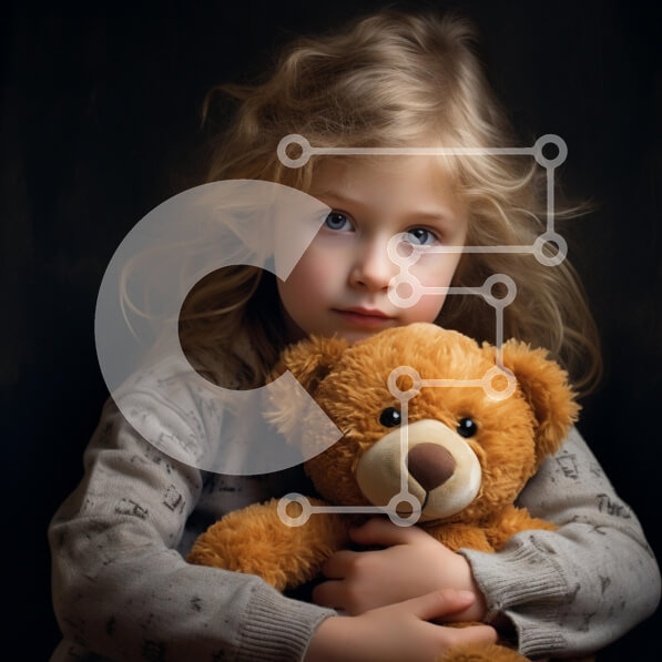 Intra Συλλεκτικό Ξύλινο Παζλ Plywood  4mm - Νεαρό κορίτσι με καφέ αρκουδάκι Σε Ξύλινο Κουτί - Διαστάσεις Puzzle: 10x10 cm – 25 κομμάτια