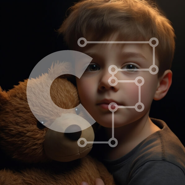 Intra Συλλεκτικό Ξύλινο Παζλ Plywood  4mm - Νεαρό αγόρι που κρατά το αρκουδάκι Σε Ξύλινο Κουτί - Διαστάσεις Puzzle: 10x10 cm – 25 κομμάτια