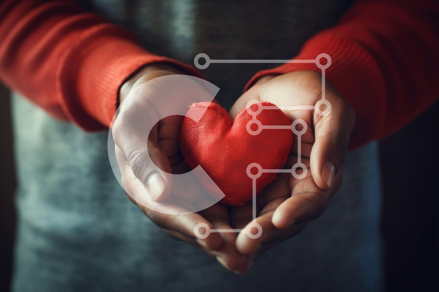 Intra Συλλεκτικό Ξύλινο Παζλ Plywood  4mm - Χέρια που κρατούν τις κόκκινες καρδιές Σε Ξύλινο Κουτί - Διαστάσεις Puzzle: 10x10 cm – 25 κομμάτια