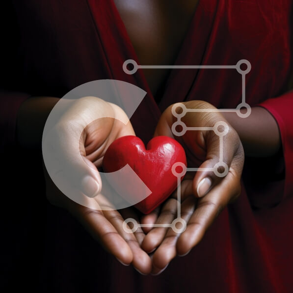 Intra Συλλεκτικό Ξύλινο Παζλ Plywood  4mm - Συγκινητική στιγμή: Δύο γυναίκες που κρατούν κόκκινες καρδιές Σε Ξύλινο Κουτί - Διαστάσεις Puzzle: 10x10 cm – 25 κομμάτια