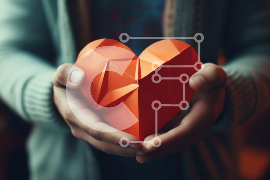 Intra Συλλεκτικό Ξύλινο Παζλ Plywood  4mm - Άτομο που κρατά πορτοκαλί Origami σε σχήμα καρδιάς Σε Ξύλινο Κουτί - Διαστάσεις Puzzle: 10x10 cm – 25 κομμάτια