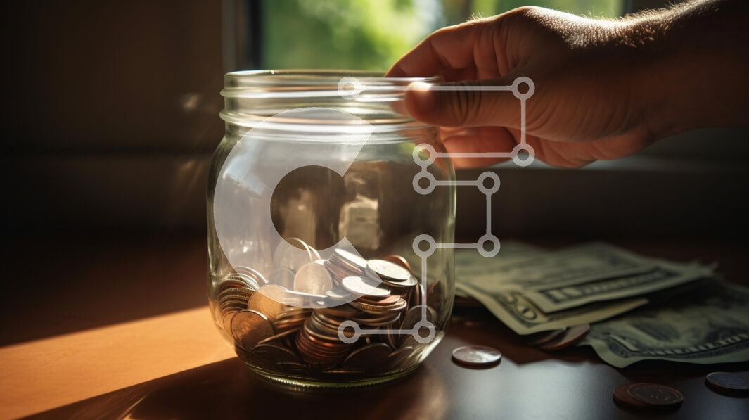 Intra Συλλεκτικό Ξύλινο Παζλ Plywood  4mm - Γυάλινο βάζο με νομίσματα και στοίβες χρημάτων Σε Ξύλινο Κουτί - Διαστάσεις Puzzle: 10x10 cm – 25 κομμάτια