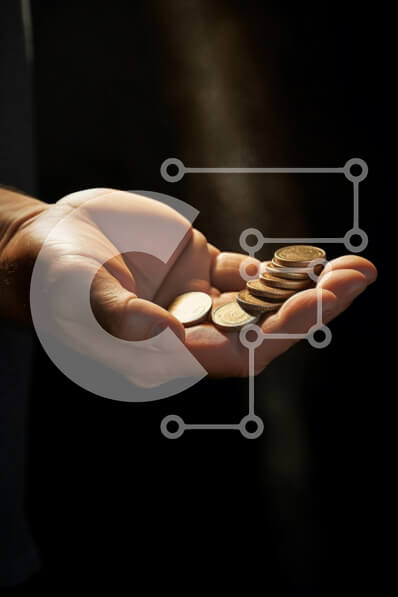 Intra Συλλεκτικό Ξύλινο Παζλ Plywood  4mm - Άνθρωπος που κρατά χρυσά νομίσματα Σε Ξύλινο Κουτί - Διαστάσεις Puzzle: 10x10 cm – 25 κομμάτια