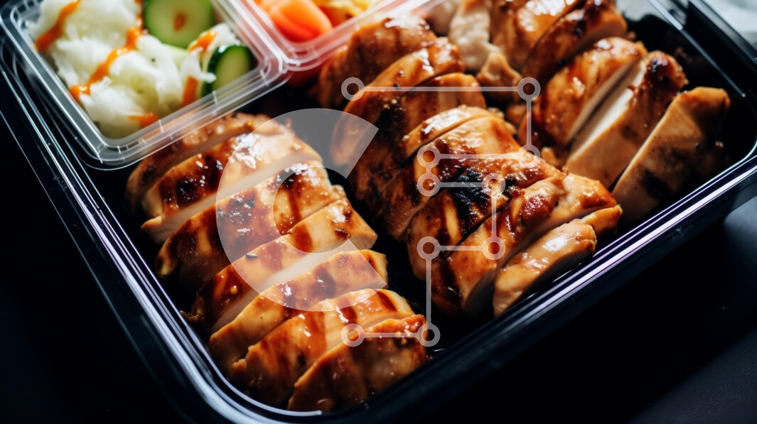 Σετ των 2 Intra Συλλεκτικό Ξύλινο Παζλ Plywood  4mm - Γεύμα κοτόπουλου και λαχανικών σε δοχεία σε δίσκο Σε Ξύλινο Κουτί - Διαστάσεις: 10x10 cm – 25 κομμάτια