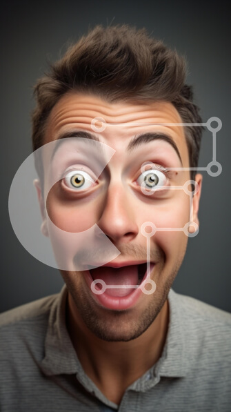 Intra Συλλεκτικό Ξύλινο Παζλ Plywood  4mm - Έκπληκτος και διασκεδασμένος άνθρωπος Σε Ξύλινο Κουτί - Διαστάσεις Puzzle: 10x10 cm – 25 κομμάτια